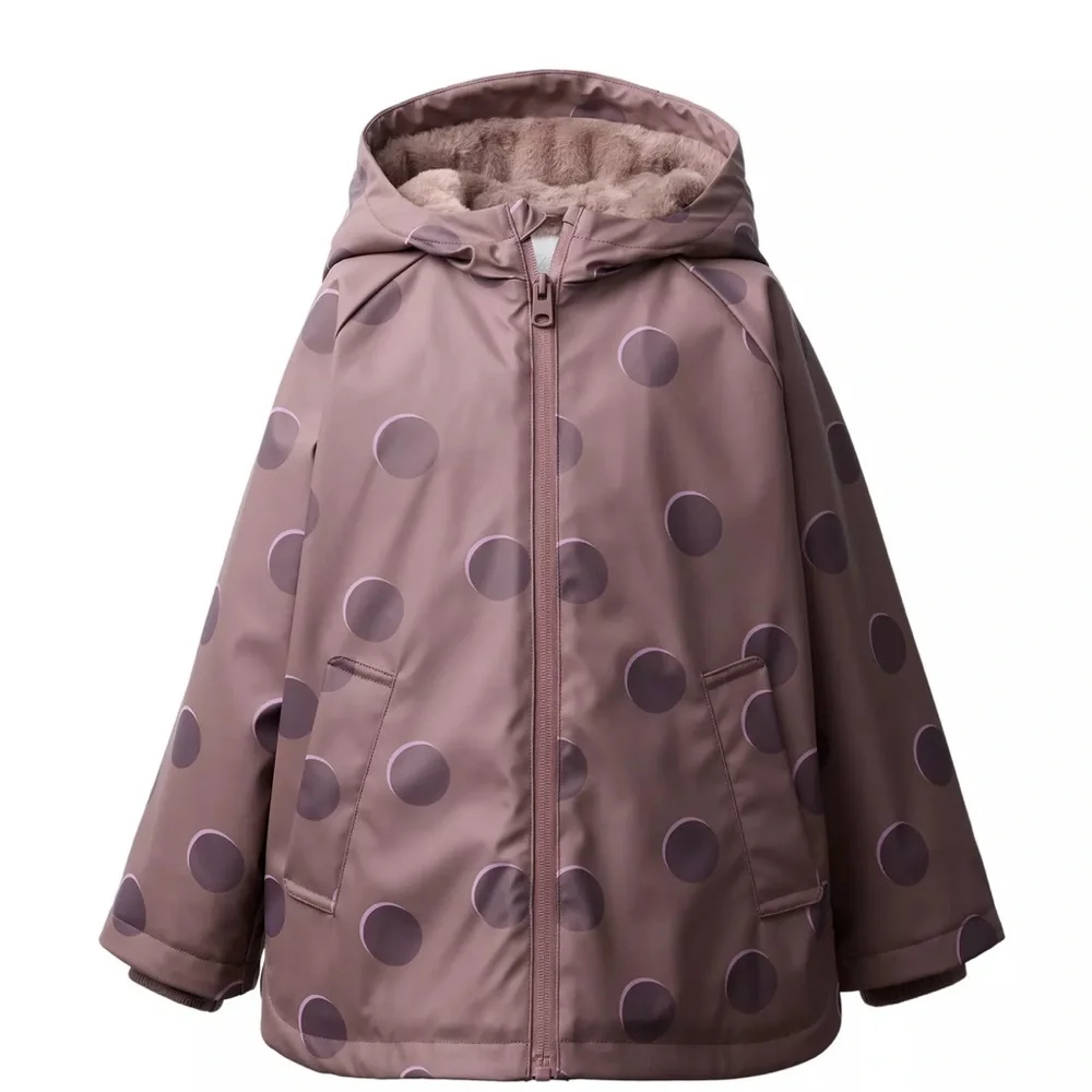 Zara Mauve Polka Dot Hooded Raincoat